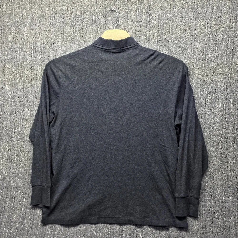 Polo Ralph Lauren Mens Long Sleeve Polo Shirt XL Gray Suede Trim Placket Classic